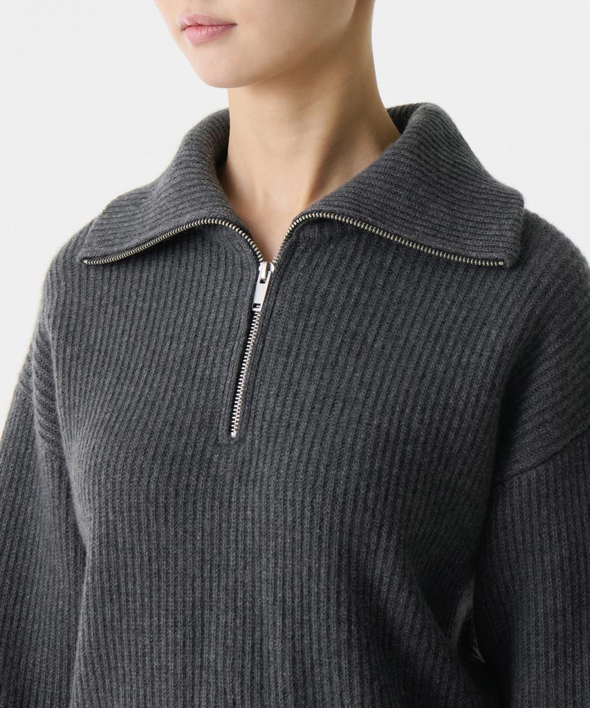 MUSINSA STANDARD WOMAN Women'S Lambswool Ribbed Knit Half Zip [Medium Grey]