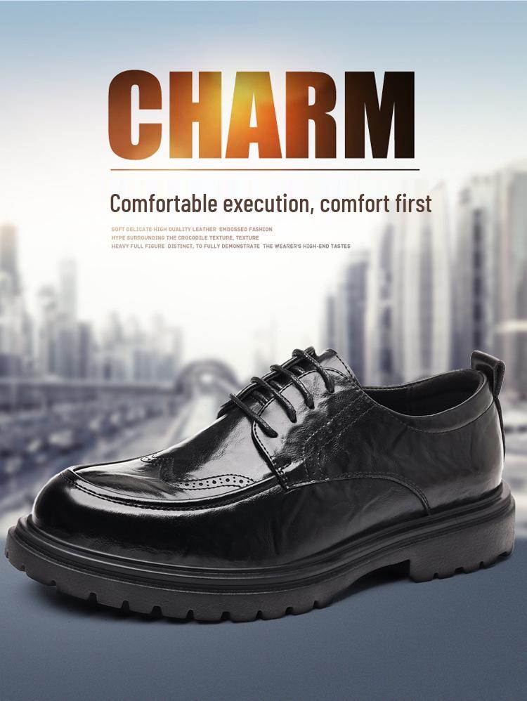 Pánské černé kožené brogue boty - Business, formální a ležérní styly vhodné na svatby nebo pro každodenní nošení.