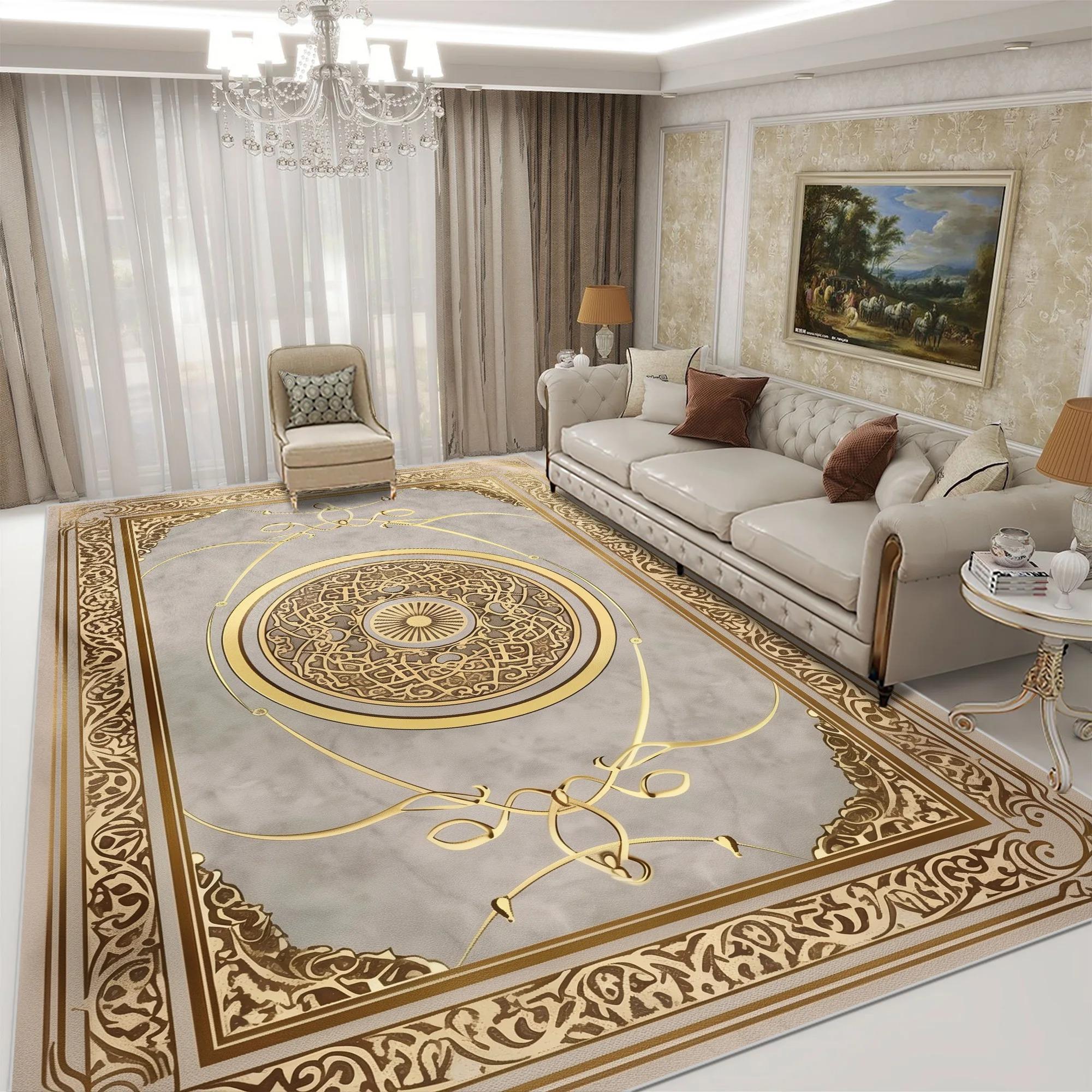 

Скандинавский Светлый Роскошный Золотой Ковер Гостиная Большая Площадь Дом Диван Стол Балкон Входной Ковер Спальня Декорация Противоскользящие Коврики 80x120cm-Felt