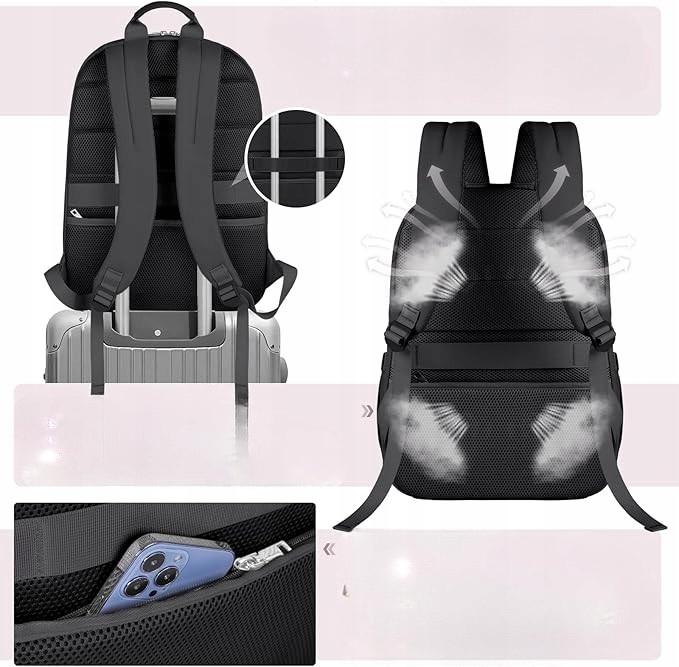 Newhey 15.6 Inch Laptop Backpack with USB Port, Lightweight, Waterproof, Black
