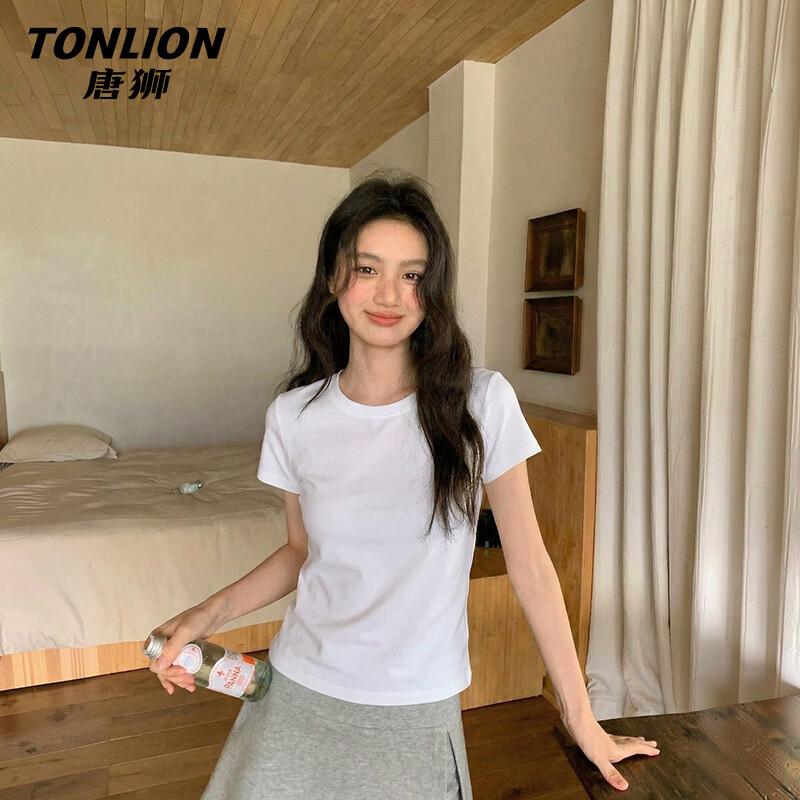TonLion Women s Solid Color Slim-Fit Short Sleeve T-Shirt S