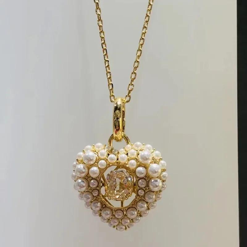 2026 New Trend Fine Jewelry Set Charming Heart Crystal Fashion Stainless Steel Necklace Earrings As a Anniversary Gift for Women