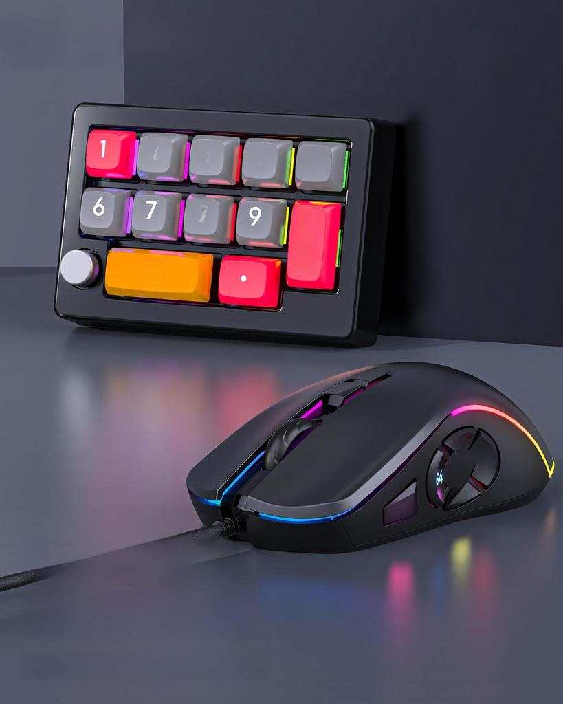 13-Key Mechanical Numeric Keypad with Macro Programming, Custom Knob, Multimedia Controls, Hot-Swappable Red Switches