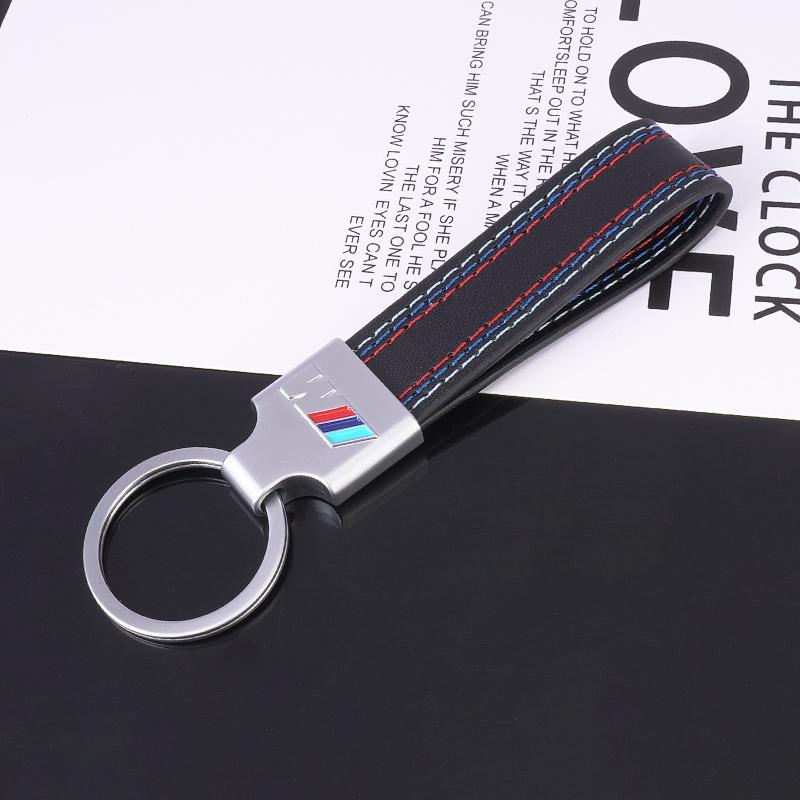 BBKQ7 Leather Car Key Keychainn Pendant Holder Gift For BMW M Performance E46 G80 F48 E84 G01 F30 G11 X1 X3 X5 X6 G07 Auto Accessories
