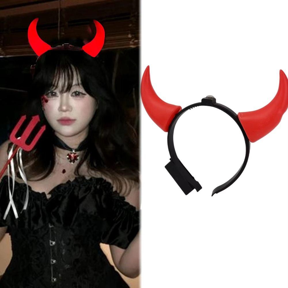 Bull Horns LED Headband Small/Medium Red Glowing Headband Durable Horn Headband  for Women Men