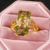 Vintage Inlaid Green CZ Women's Ring Classic Gold Color Hand Carving Branch Daily Wear Party Jewelry Anniversary Gift