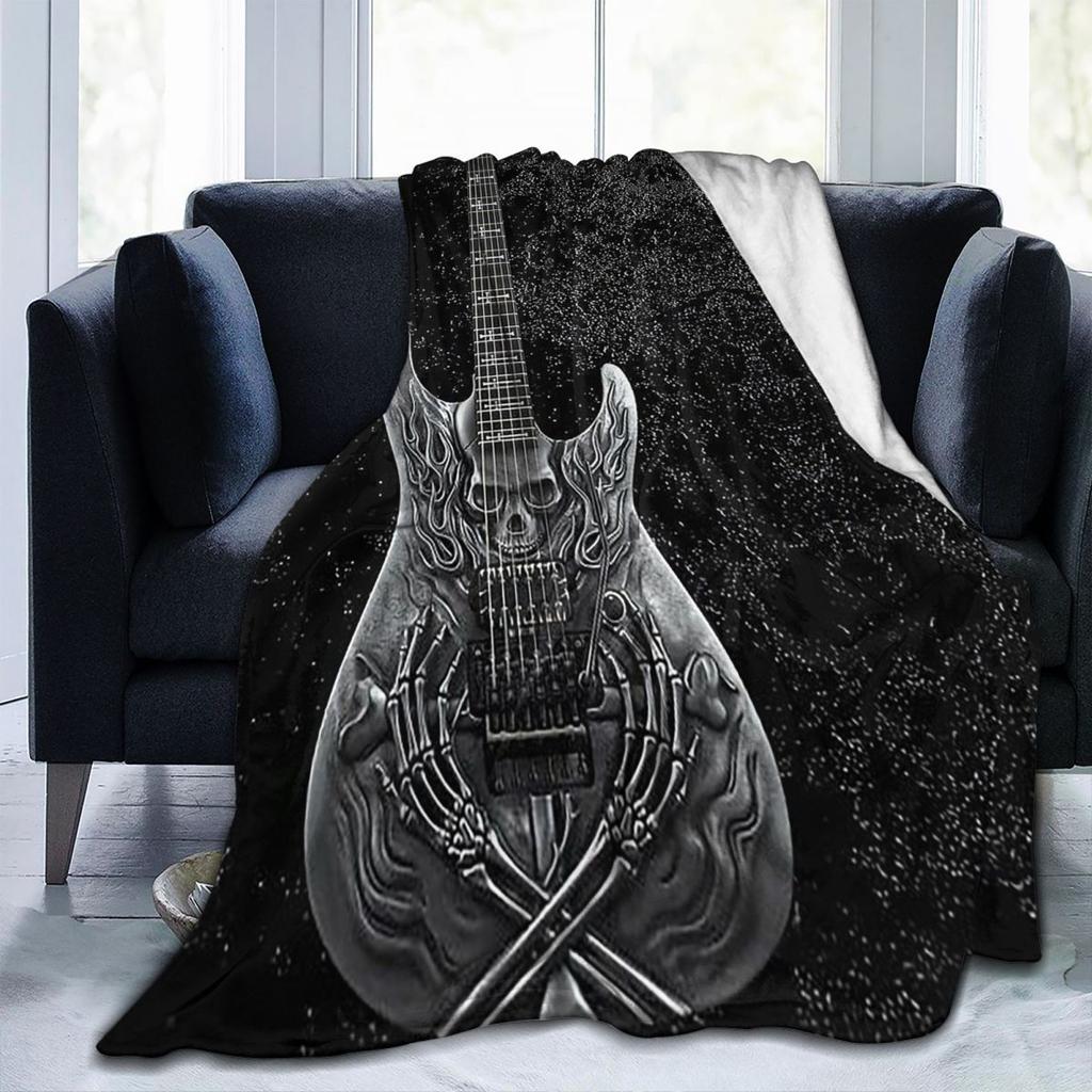 Electric Guitar 3D Classical Guitar Blanket Fleece Sofa Throw Blanket Multi-function for Bedroom Office Throws Bedspread Quilt