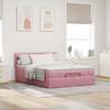 Enjoy Restful Nights with This Ottoman Bed with Mattress In Pink 140 X 190 Cm Velvet Fabric