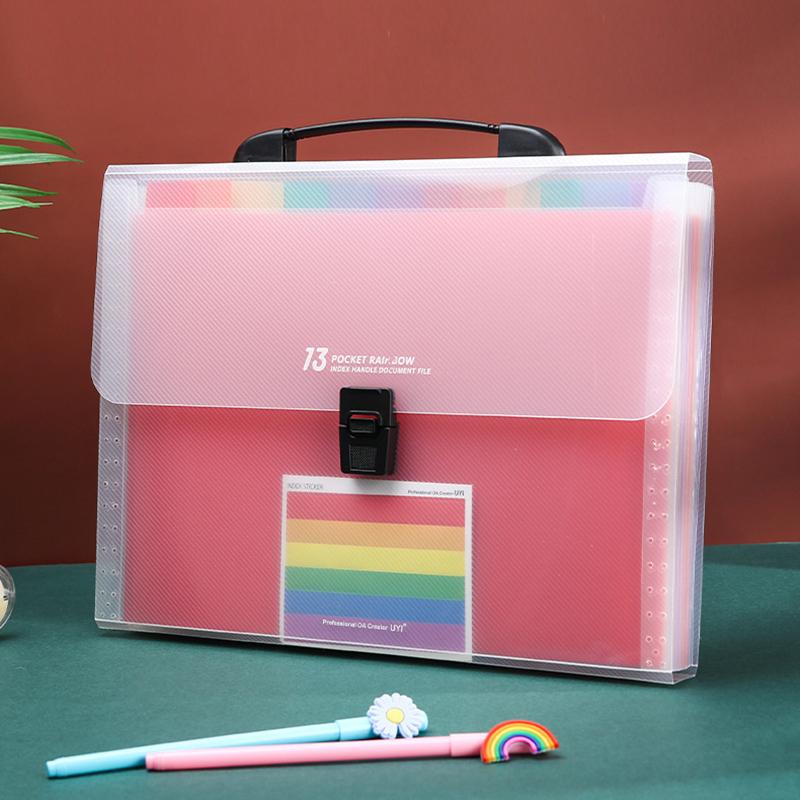 1PC Organ Bag Portable 13 Multi-Layer Folder Large Capacity Students With Paper Clips Commercial Coupons Storage Box