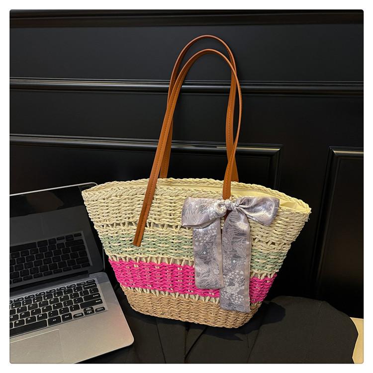 

Женская сумка-корзина для овощей 2025 лето новая текстурированная сумка через плечо большой вместимости сумка-тоут плетеная сумка через плечо