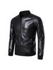 Men's PU Leather Jacket with Stand Collar - Korean Style for Autumn/Winter Casual Wear