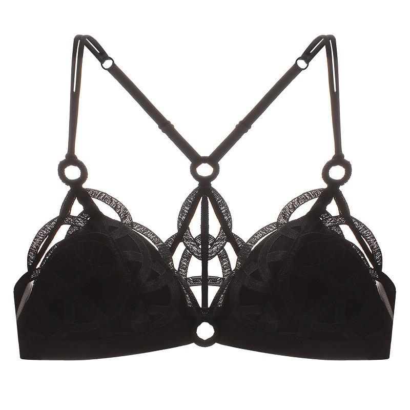 French Underwear Women's Sexy Mesh Embroidery No Steel Rim Beautiful Back Bra Big Bust Small Bust Large Size Bra Bra