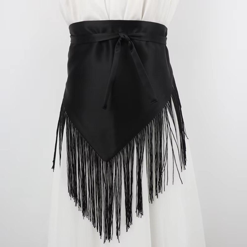 Retro Wide Belt Waist Belt Tassels Triangle Shape Hip Scarf Dance Belt Women