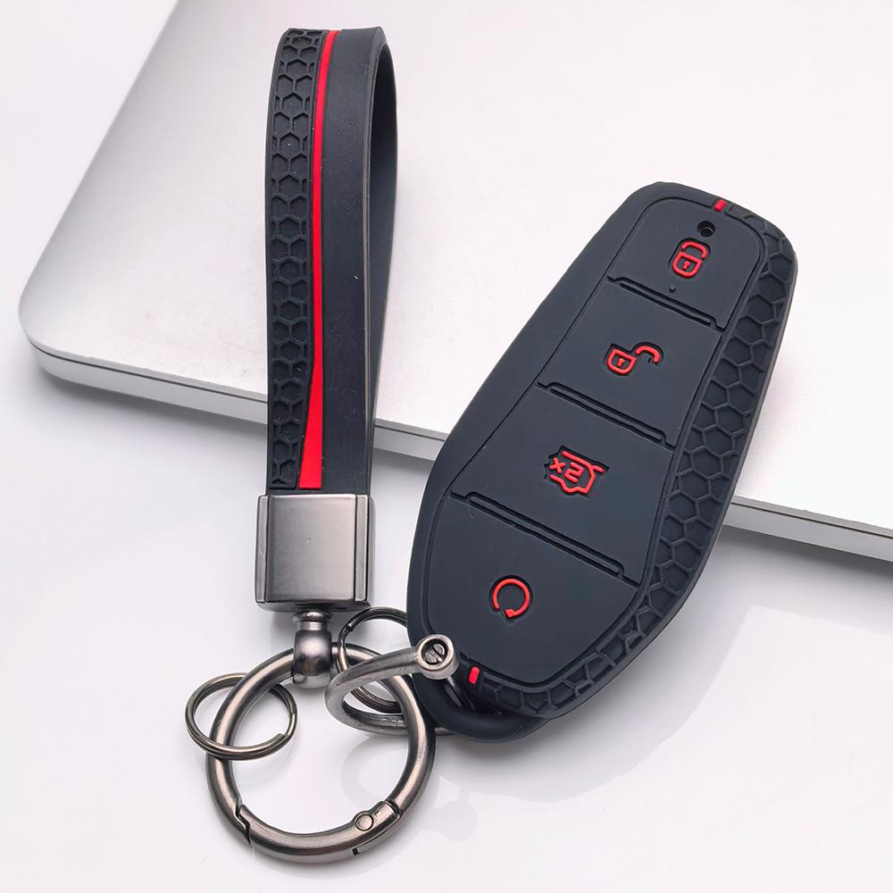 Key Fob Cover for BYD Han Dolphin Seal with Keychain Anti-Scratch Surface Shockproof Structure Soft Grip Texture Easy Install Design