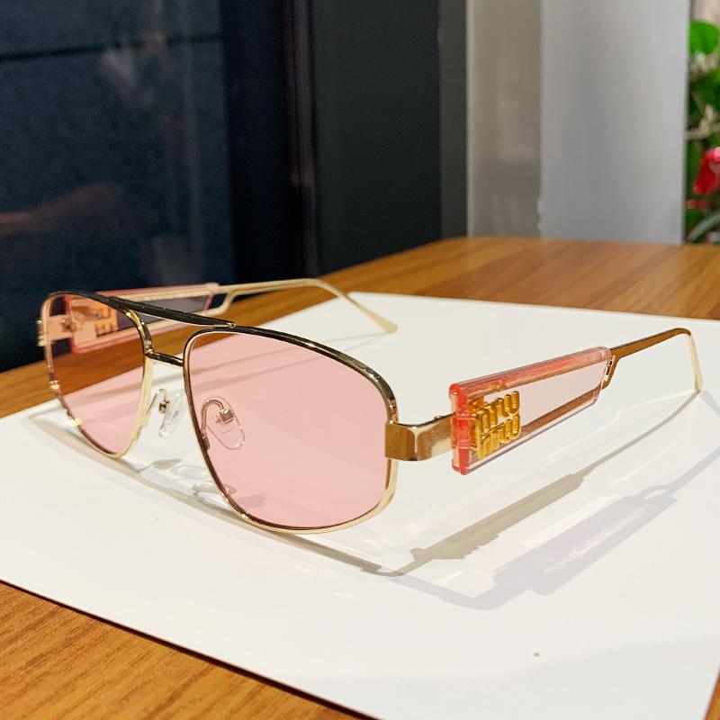 Trendy Irregular Double Beam Sunglasses Fashion UV Sunglasses New Metal Glasses 98110
