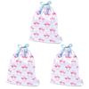 LAURA ASHLEY/COLORFUL CANDY STYLE Large Drawstring Gym Clothes Bags, Pretty Flamingo Design, Set of 3, Stylish Gym Clothes Bags for Changing, Exercise