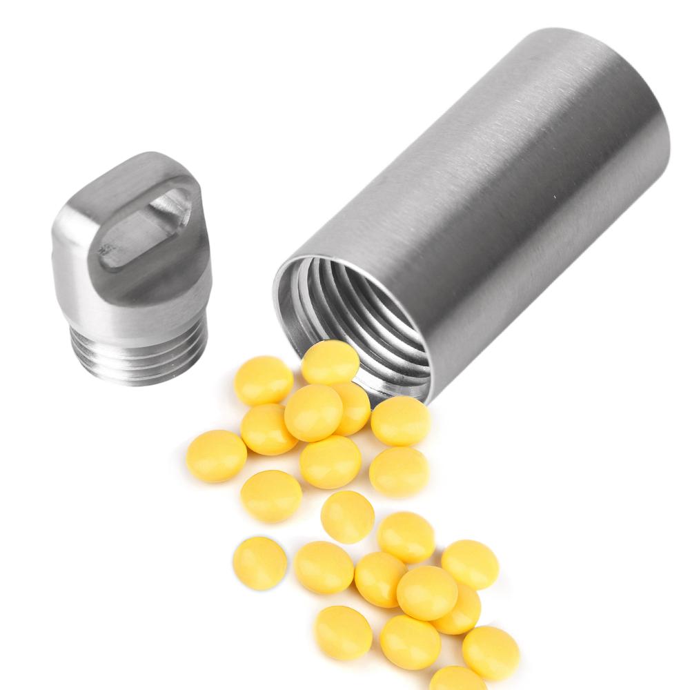 S M L Pill Storage Box Metal Phial Pill Case Portable For Firstaid Camping Pendant Medicine Boxes Waterproof Stainless Steel
