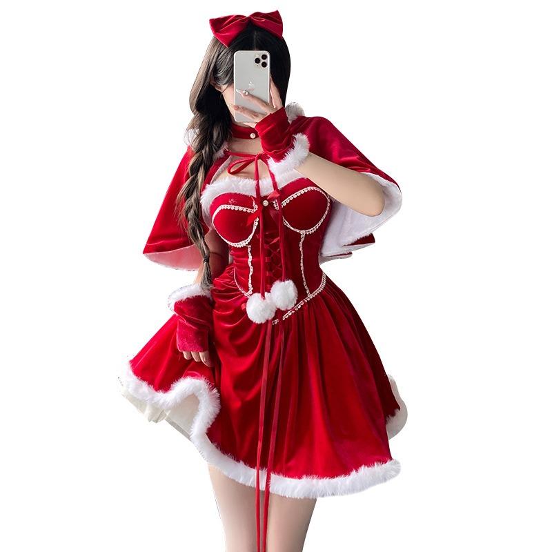 Christmas Costume with Chest Pad Performance Costume Cute Princess Dress Dress Christmas Dress