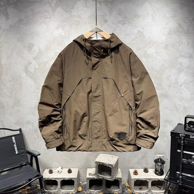 Veste de travail matelassée style coréen pour homme 2025: Coupe-vent en coton tendance et décontracté à deux couches pour l'automne/hiver.