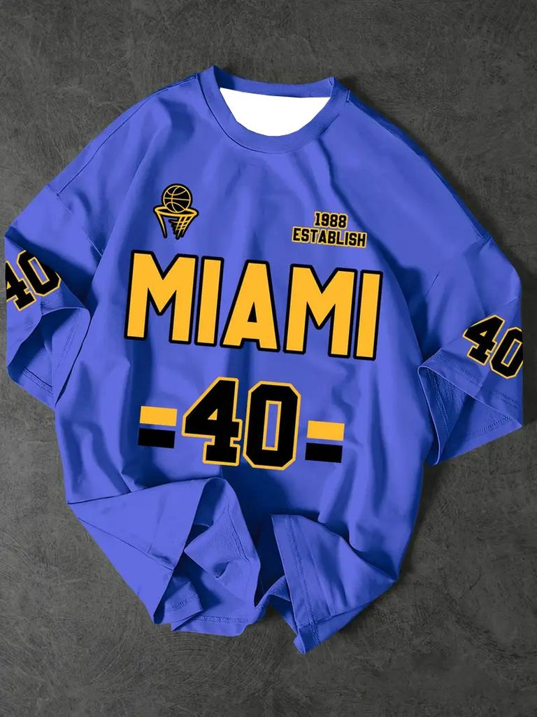 Men's Sports Jersey Miami NO.40 Print Short Sleeve T-Shirt Summer Graphic Tee Jerseys Plus Size Women's Sport T-Shirt Tops