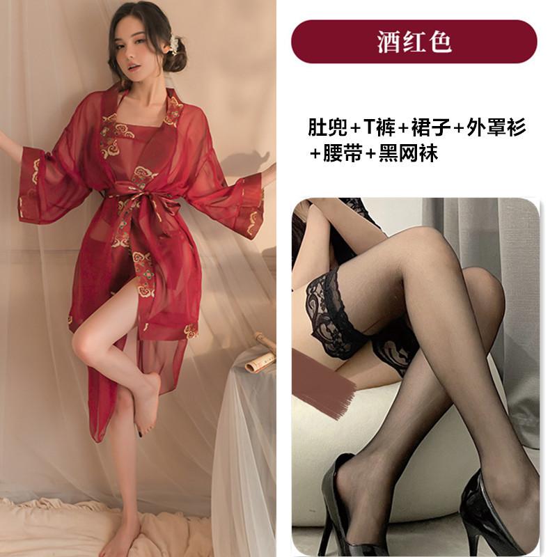 Fan Lei Erotic Underwear Women's Classical Bridal Uniform Perspective Belly Pocket Hanfu