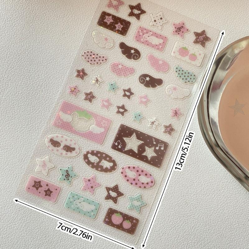 Glitzernder Deko-Sticker Cartoon Erdbeere Musiknote Themensticker für Handyhülle Journal Laptop Scrapbooking
