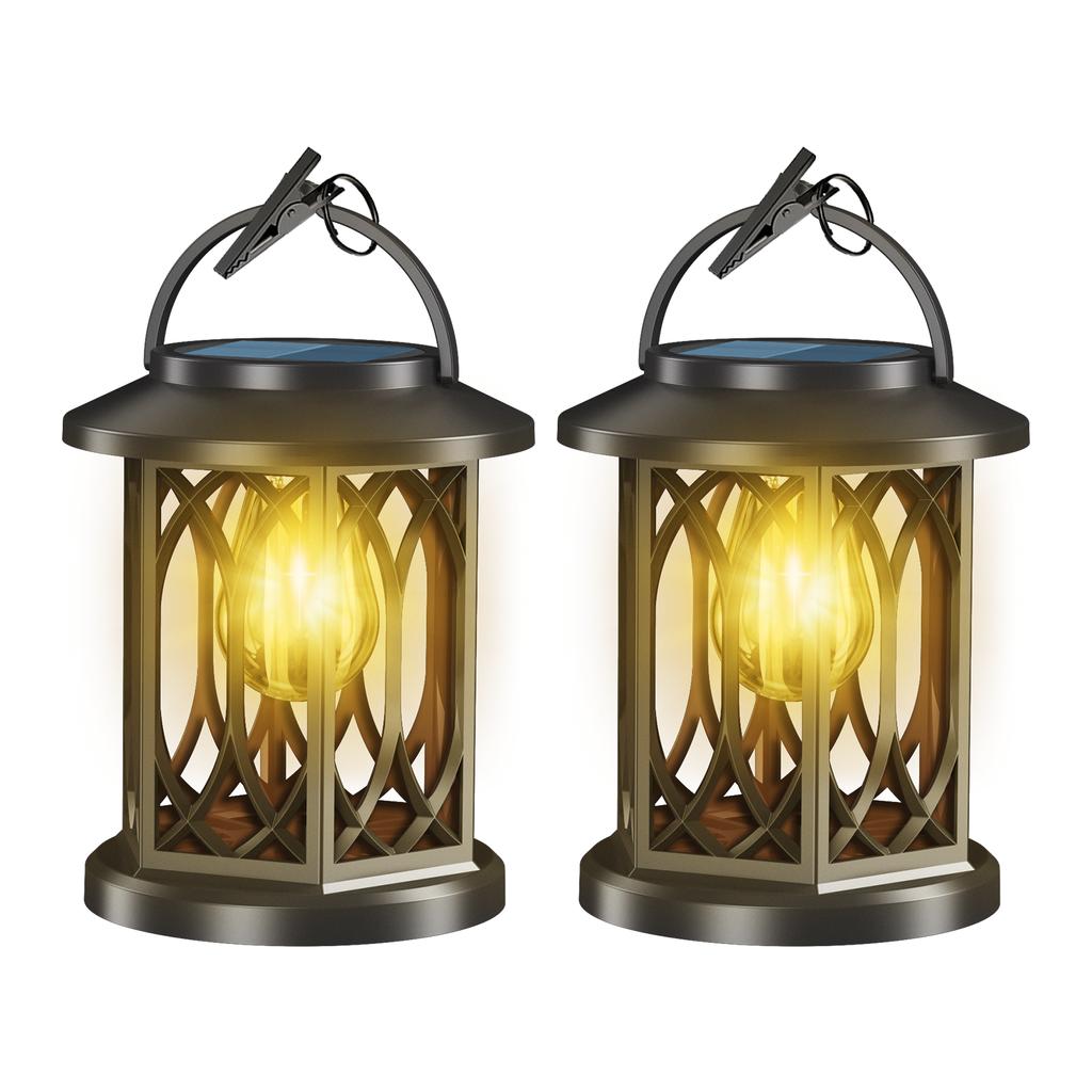 Solar Hanging Lanterns Garden Retro Solar Wall Light Outdoor Waterproof Solar Powered Light with Buld  Patio Yard Festival Decor
