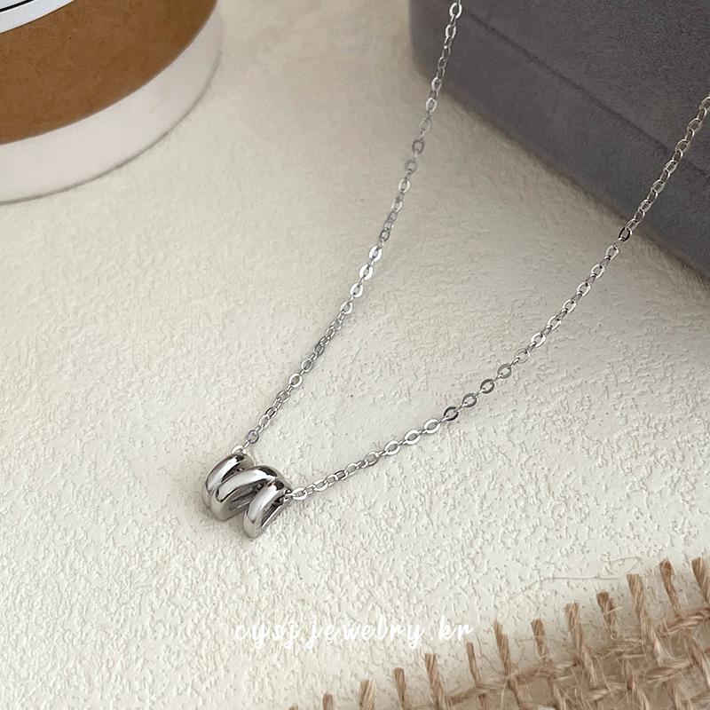 Cuiyan S925 Silver Geometric Ripple Necklace - Simple Korean Style Clavicle Chain for Women