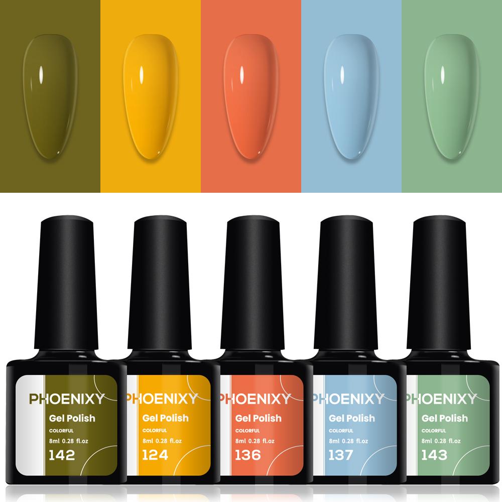 

Гель-лак для ногтей PHOENIXY, 5/10/20 цветов, замачиваемый УФ-гель для ногтей, стартовый набор для дизайна ногтей, набор блестящих лаков для DIY, дома, гель для маникюра A05-N5A