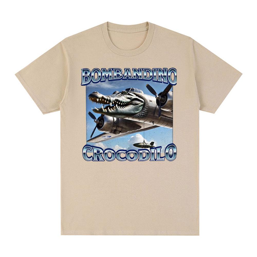 Bombardiro Crocodilo Funny Crocodile Plane Bomber Meme T-shirt Men Women Clothing Casual Cotton Oversized Short Sleeve T Shirts