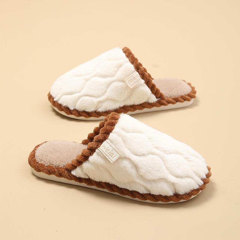 Cotton Slippers for Home Use Spring and Autumn Indoor Warm and Non-slip Cixi Couple Plush