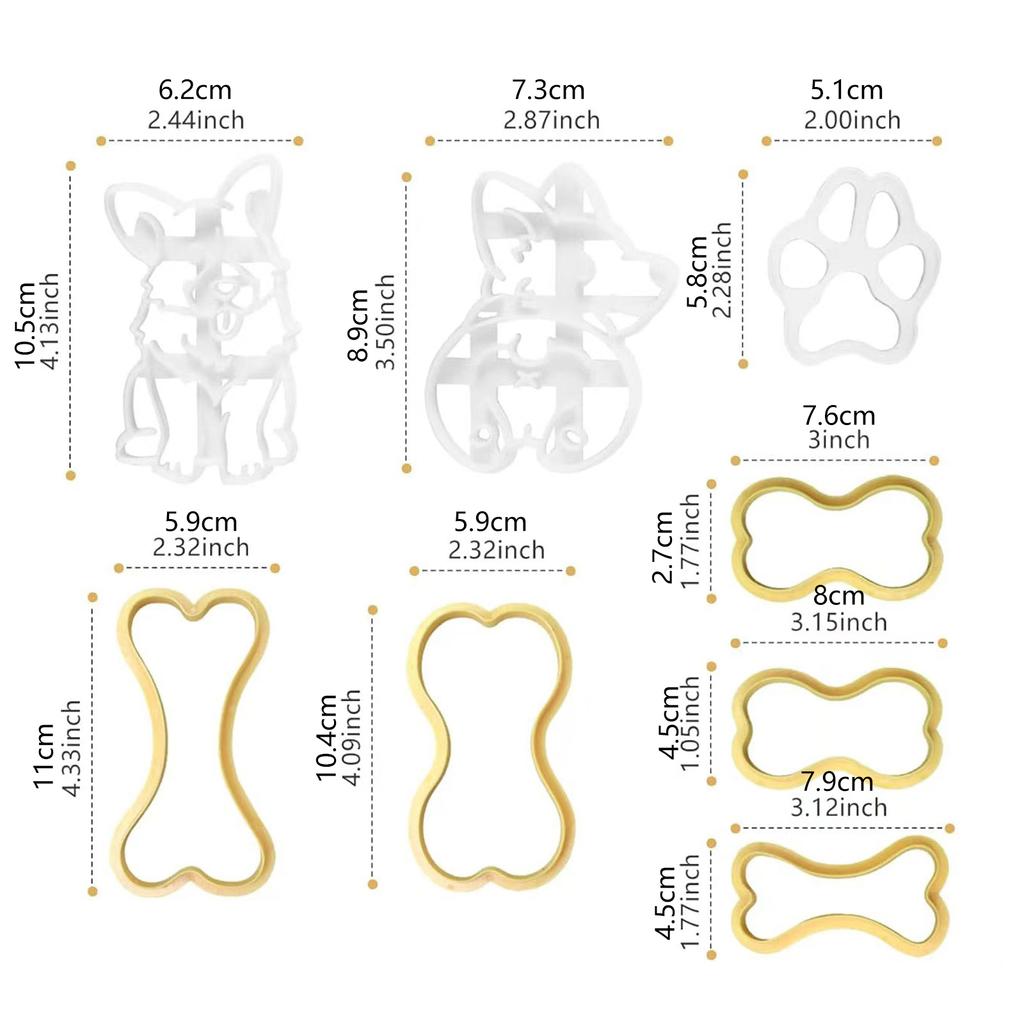 8 Pieces Dog Shaped Mold Set Unique Biscuit Moulds Cute Dog Shaped Fondant Press Cutters ABS Material Suitable for Party