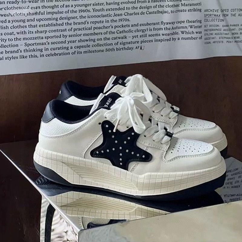 

Platform bread shoes women s 2025 spring versatile breathable little white shoes color matching flat-bottomed sports and leisure starfish board shoe 35