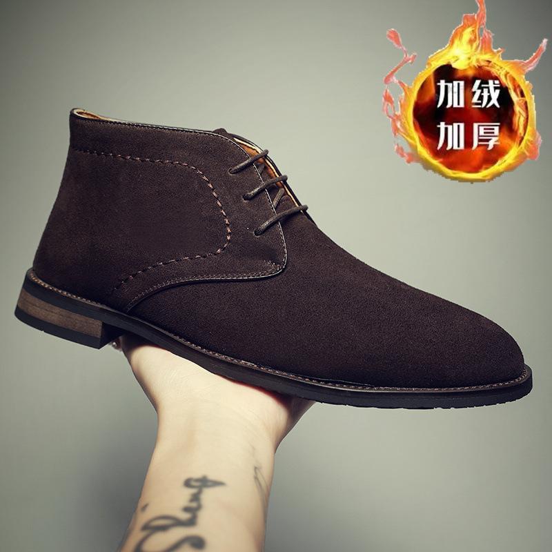 

Derby Casual High Top Leather Shoes Hiking Desert Boots Low Top Martin Boots Men s Dress Business Short Boots Fur Fur 44
