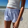 Fashion Summer Simple Striped Women Beach Shorts Loose Elastic Waist Sports Casual Short Pants Elegant Buttons Simple Basic Thin Women's Clothing