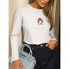 Cotton Long-sleeved T-shirt Foreign Style Niche Temperament Popular Printing Loose Casual Top Women