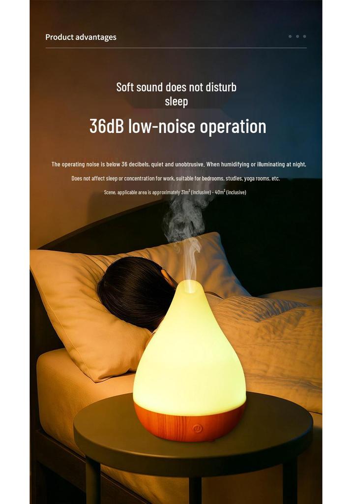 Colorful LED Aroma Diffuser with Wood Grain Base - Small Desktop Humidifier & Fragrance Machine