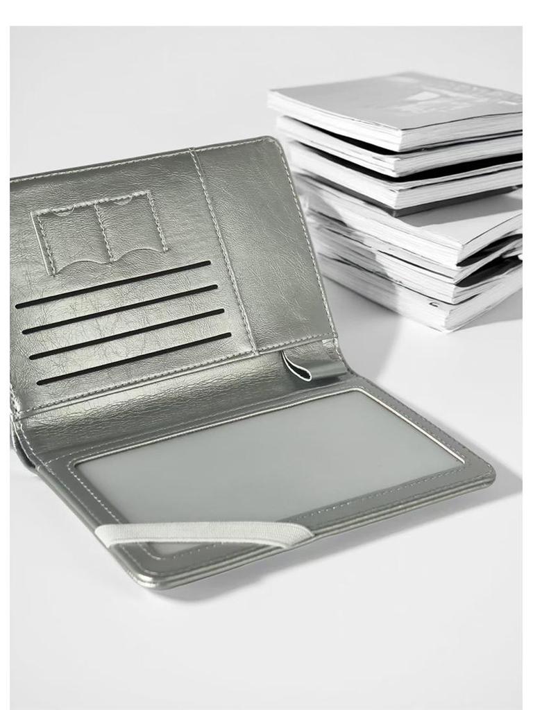 Passhülle im koreanischen Stil, silbergrau: Premium Reise-ID und Kartenhülle