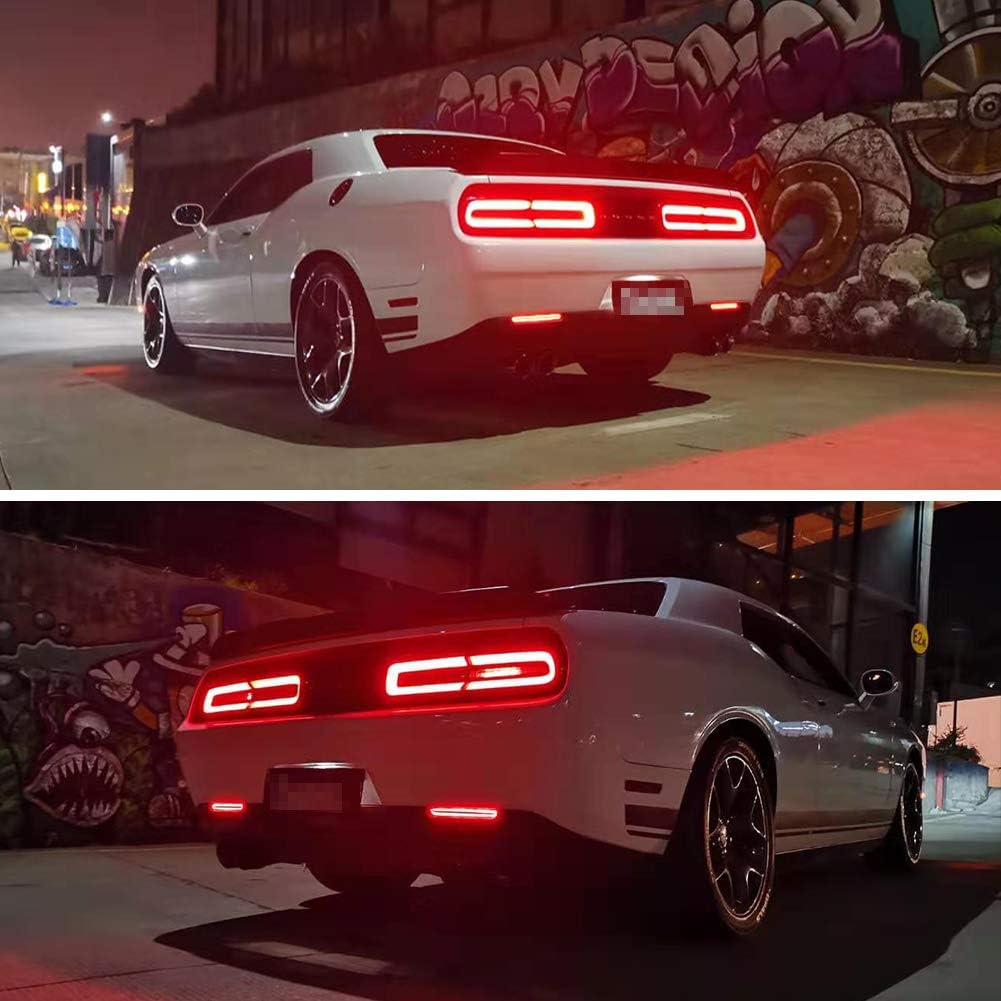 LED Red Lens Tail Brake Rear Fog Lamps Bumper Reflector Lights For 2015 2016 2017 2018 2019 Dodge Challenger