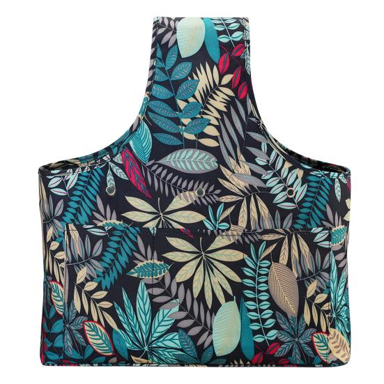 Portable Leaf Flower Print Woolen Yarn Storage Tote Bag Crochet Organizer Holder