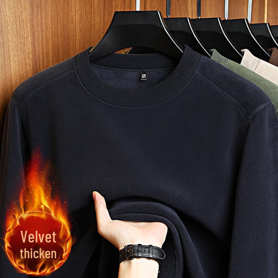 Specht Herren Fleecegefüttertes Rundhals-Sweatshirt - Langärmlig, Verdickt, Lässige lockere Passform für Herbst/Winter