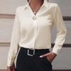Women's Slim Fit Solid Color Long Sleeve Blouse Elegant Commuter Shirt Office Wear Top