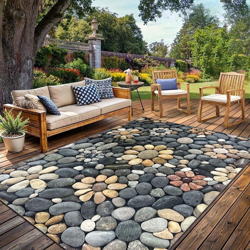 

Modern Stone Decorative Mat | Outdoor Rugs | Suitable for Courtyard, Balcony, Garden, Camping, RV | Machine Washable 40x60cm