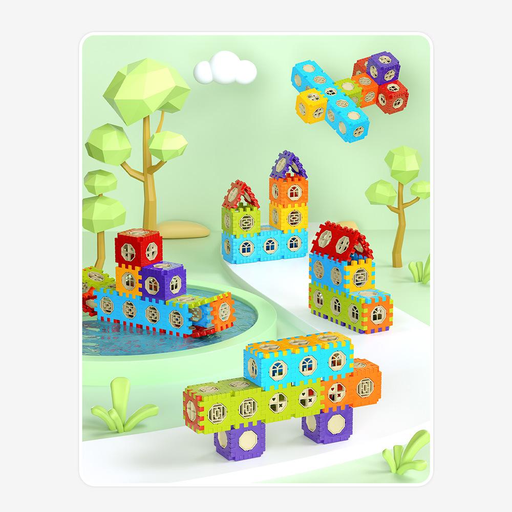 Diy Assembly Pull Square Building Block Variety Of Shape Children'S Educational Toy