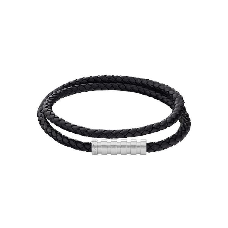 

Calvin Klein Ck Double Layer Leather Woven Bracelet With Charm Stainless Steel Logo Bracelet Men bracelet Silver Black 35000093 Without Gift Box
