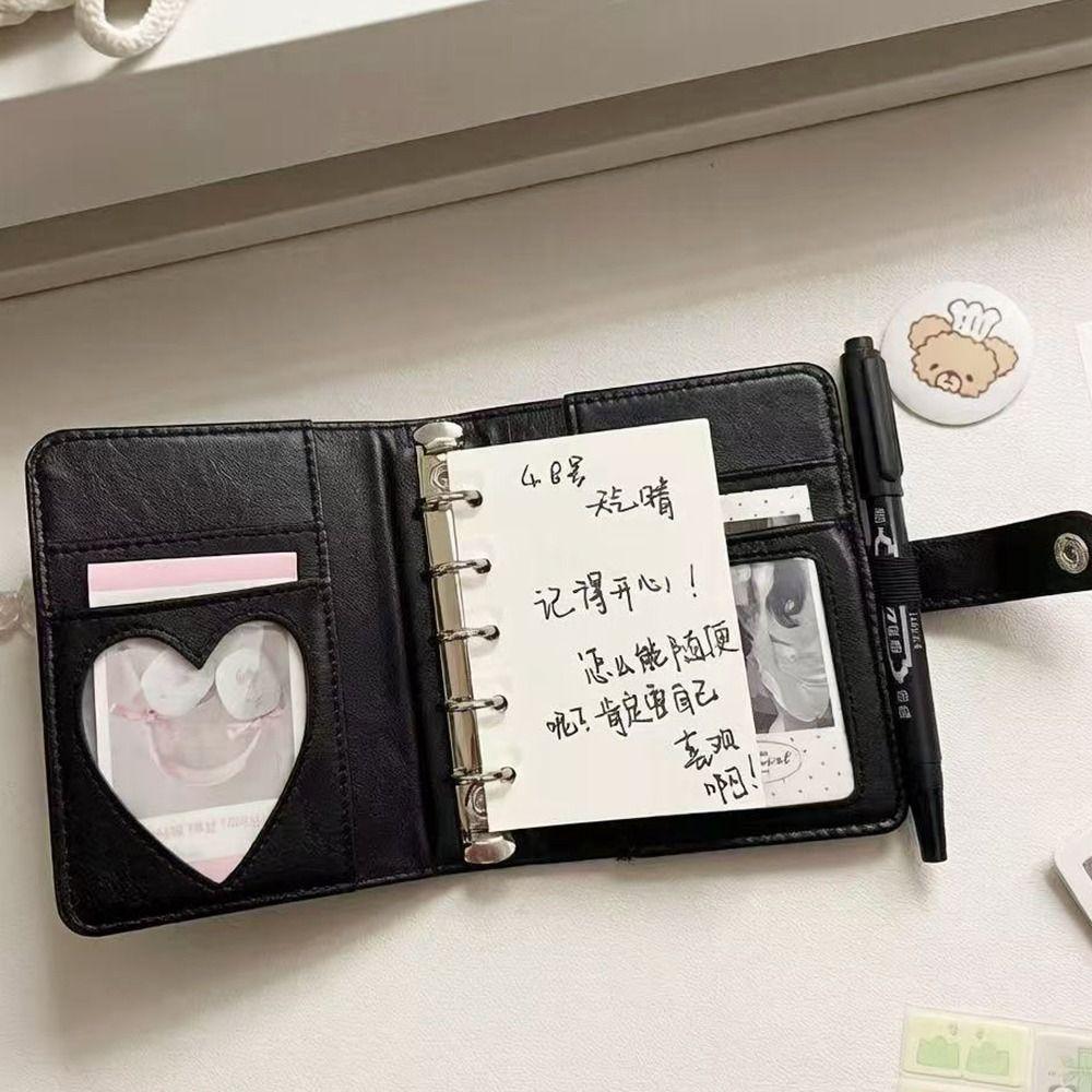 PU Leather M5 Notebook 5-Ring Loose-Leaf Pocket Journal Portable Binder Notebook  Students