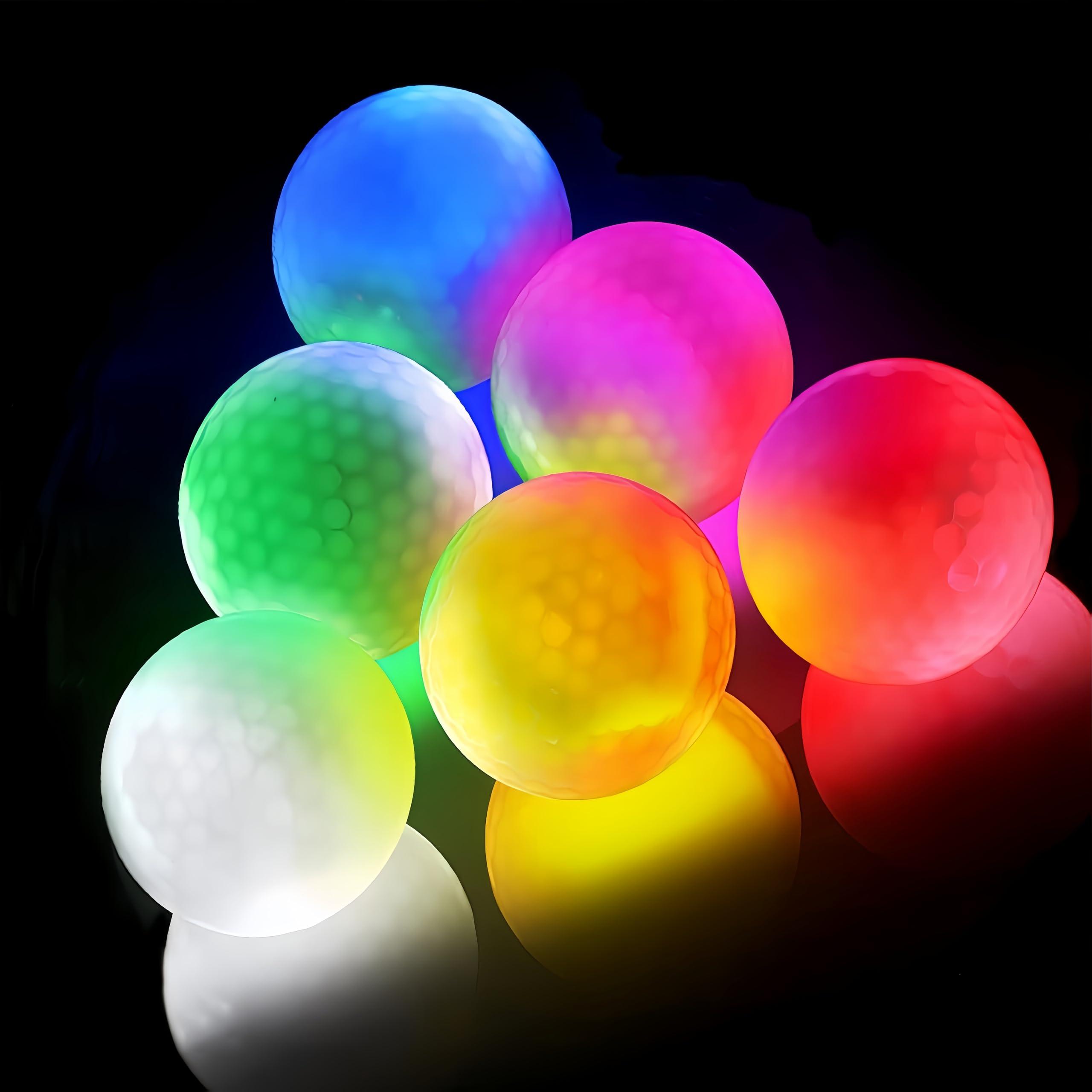 

6-Piece LED Light-Up Golf Balls - High Brightness, Six Colors, Impact-Sensitive Lighting, Long-Lasting, Even Center of Gravity, Stable Flight, Vivid C