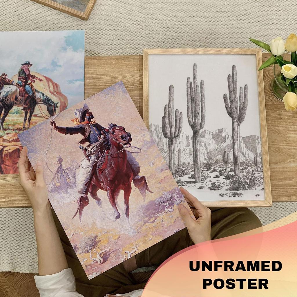 Vintage Western Wall Art for Living Room Decor Aesthetic Boho Decor Desert Wall Decor for Bedroom Decor Southwest Decor for Home Decor 17 PCS