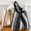 Simple Retro Handbag Small Fresh Striped Canvas Bags For Women Casual Art Large-Capacity Shoulder Bag Female Shopping Bags