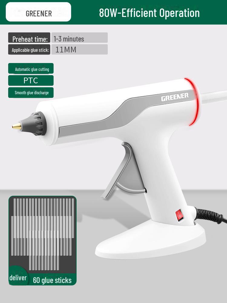 Pistol de lipit cu topire la cald fără fir Green Forest: Reîncărcabilă, Baterie Litiu, Ideală pentru Meșteșuguri DIY și Proiecte pentru Copii